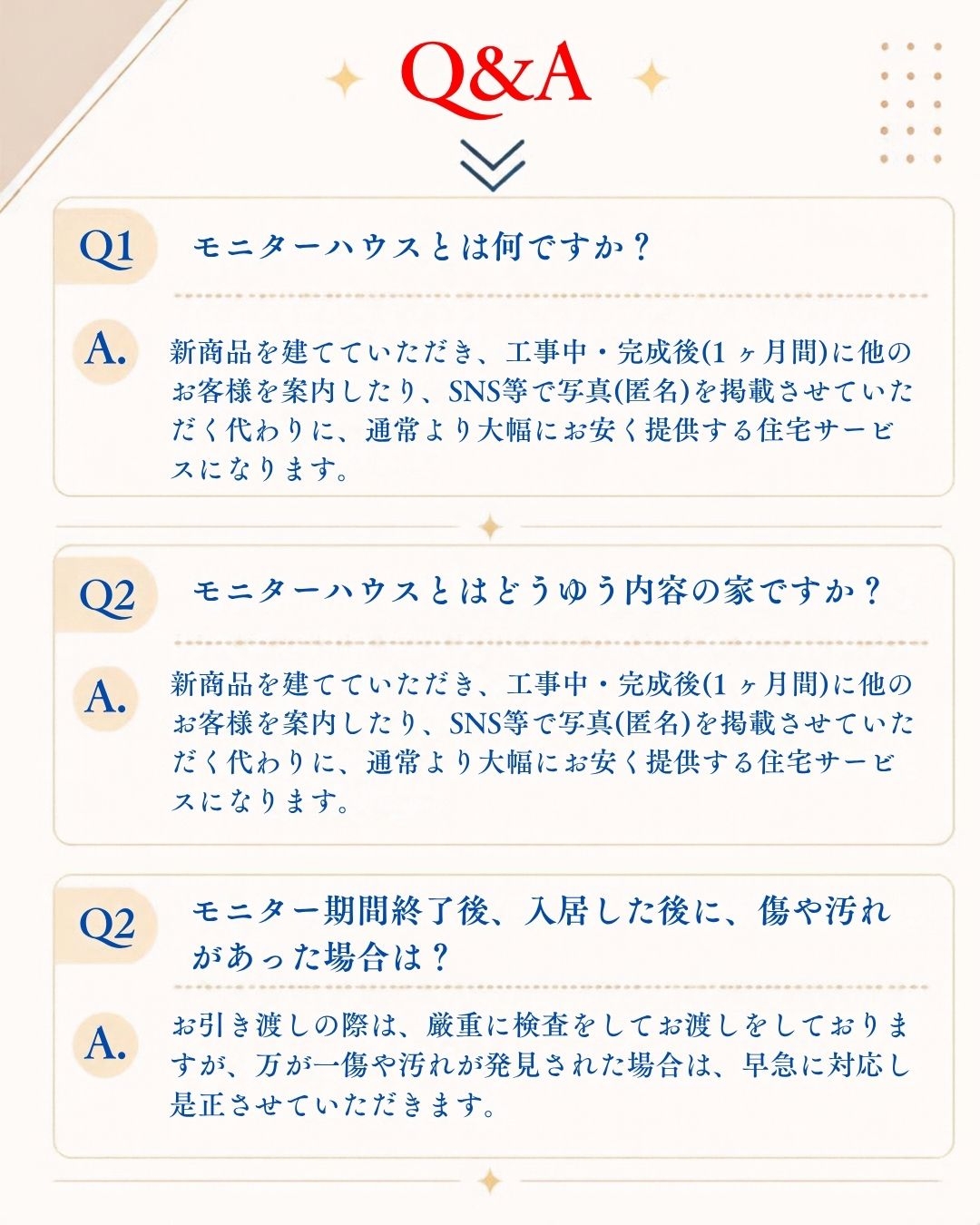 モニターハウス大募集 モニターハウスのQ&A